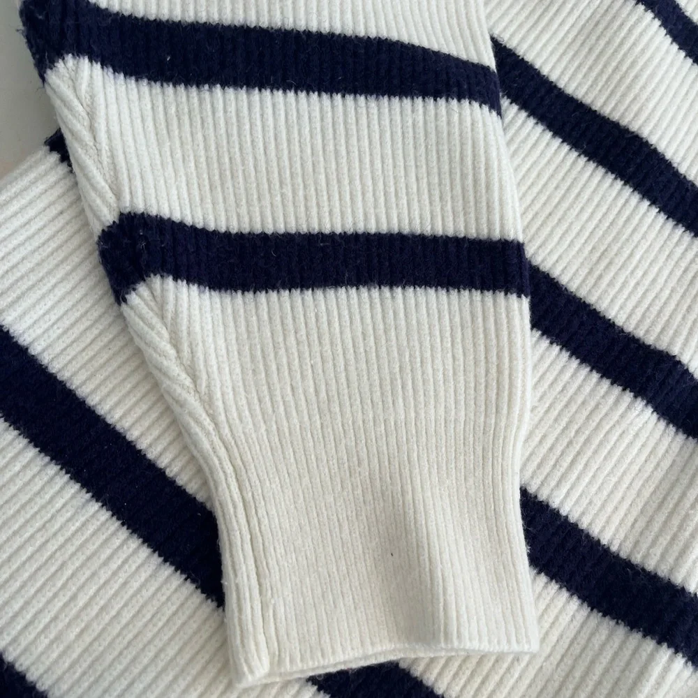 Striped Knit Sweater - White and Black - Picture 3 of 7